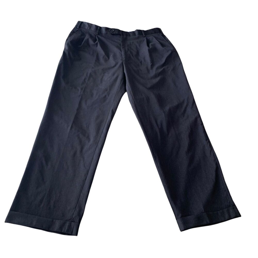 Kirklands Mens Made in Italy Black Wool Dress Formal Pants 40x30 Office Career